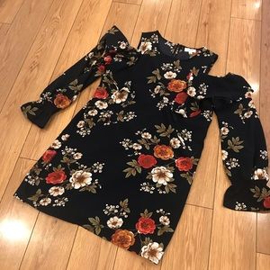 Umgee USA Floral Cold Shoulder Dress.